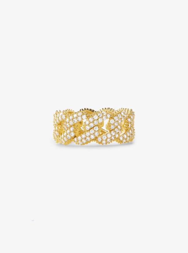 Damske Prstene Michael Kors Precious Metal-Plated Sterling Silver Pavé Curb Link Zlate - Šperky Michael Kors Akcia | DISKV-1870